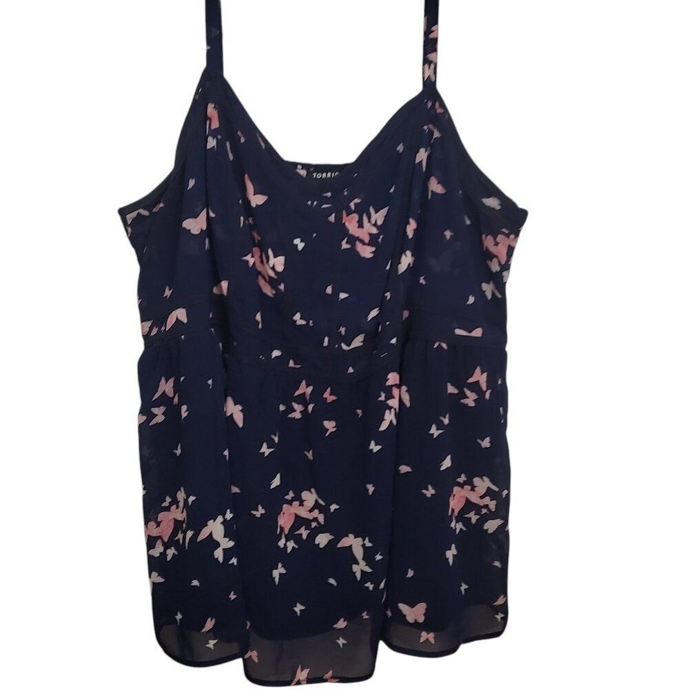 Torrid Navy Blue & Pink Butterfly Cami Tank Top